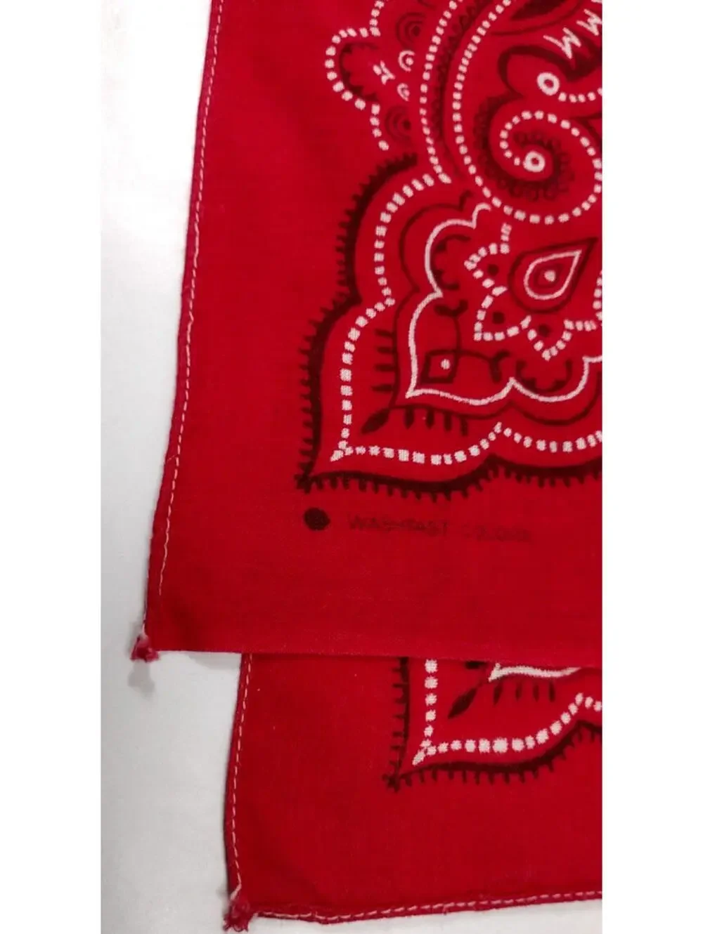 Vintage 30s 40s Red Cotton Bandana M M M's Salvage WASHFAST COLORS WHITE STITCH
